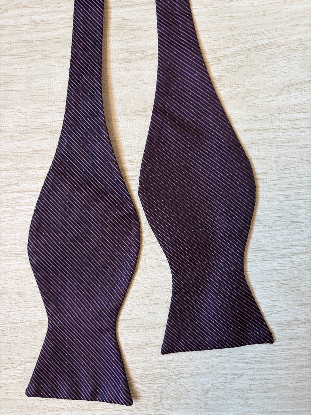 Calvin Klein Men’s Silk Bow Tie in Deep Purple with Subtle Stripe